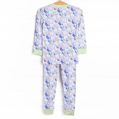 Frosty Friends Bamboo Pajama Set, Blue