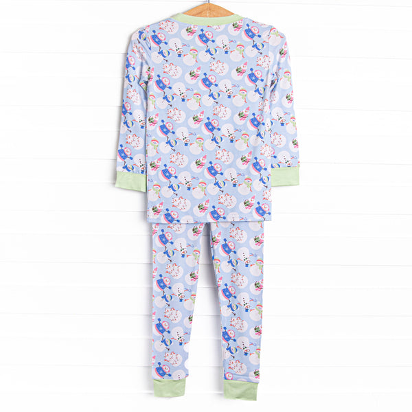 Frosty Friends Bamboo Pajama Set, Blue