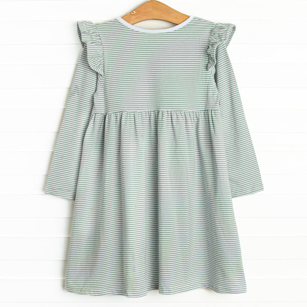 Everly Long Sleeve Dress, Sage Stripe