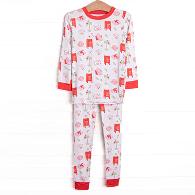 Letters to Santa Bamboo Pajama Set, Red