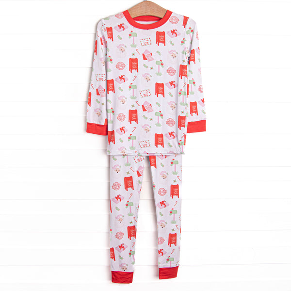 Letters to Santa Bamboo Pajama Set, Red
