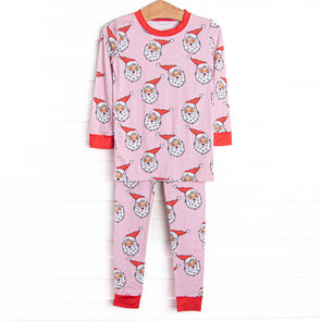 Pink Christmas Bamboo Pajama Set, Pink