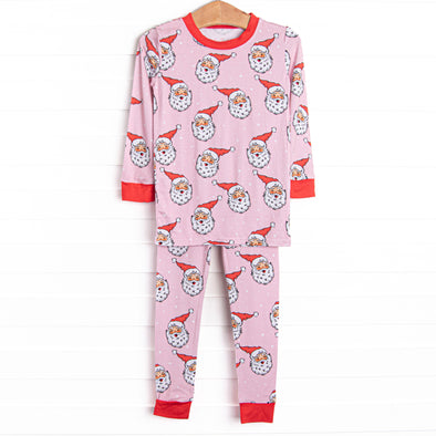 Pink Christmas Bamboo Pajama Set, Pink