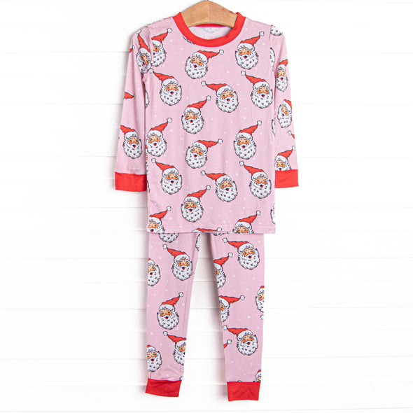 Pink Christmas Bamboo Pajama Set, Pink