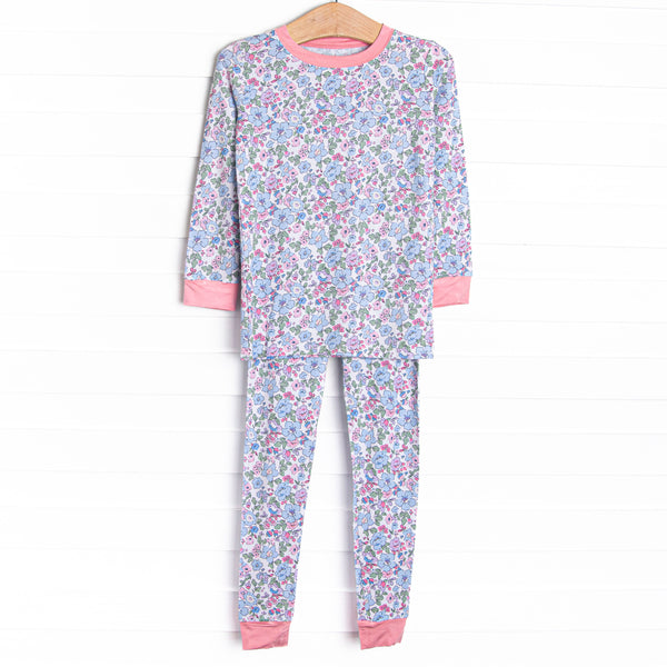 By the Bay Blooms Bamboo Pajama Set, Blue