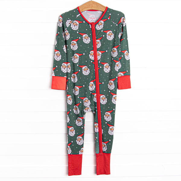 White Christmas Bamboo Zippy Pajama, Green