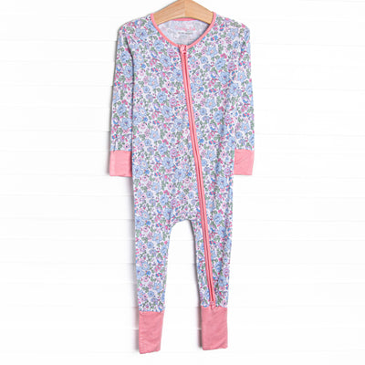 By the Bay Blooms Bamboo Zippy Pajama, Blue