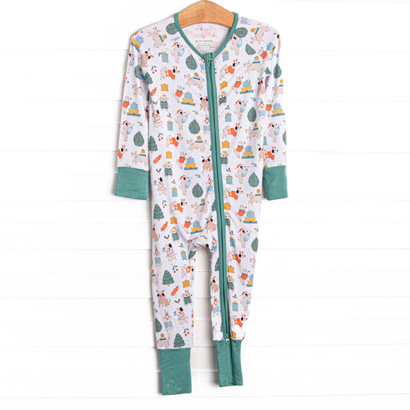 Happy Paw-lidays Bamboo Zippy Pajama, Green