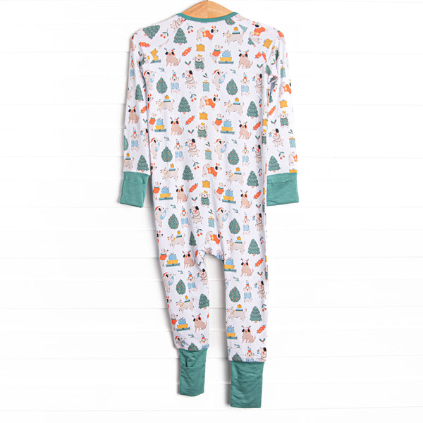 Happy Paw-lidays Bamboo Zippy Pajama, Green