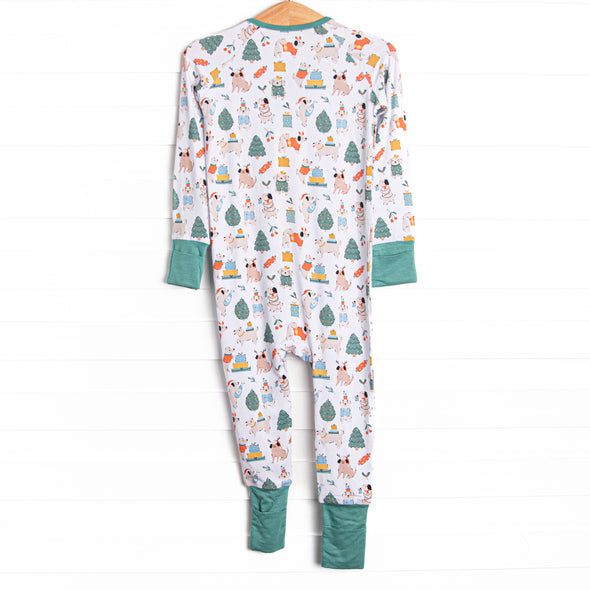 Happy Paw-lidays Bamboo Zippy Pajama, Green