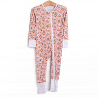 Gingerbread Village Bamboo Zippy Pajama, Pink