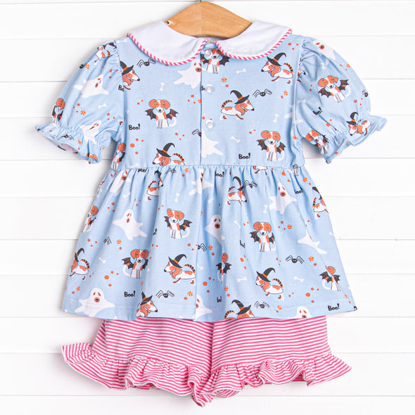 Boos and Barks Short Set, Blue