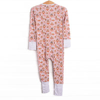 Gingerbread Village Bamboo Zippy Pajama, Pink