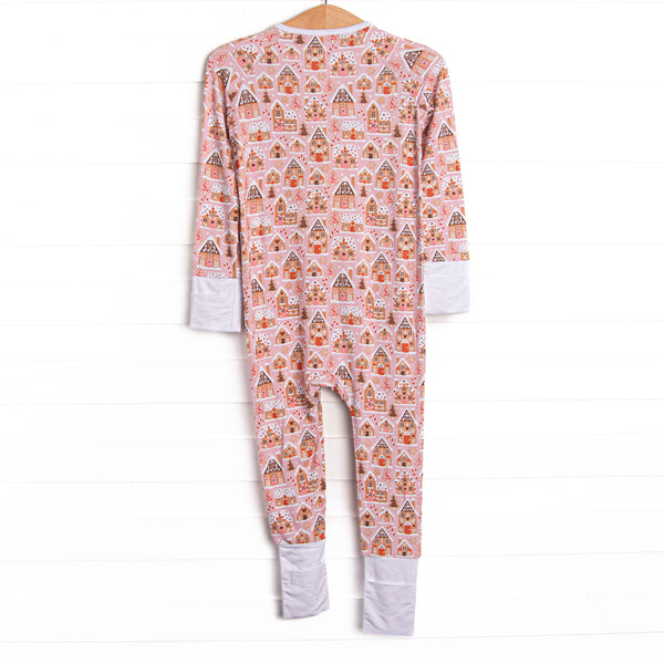 Gingerbread Village Bamboo Zippy Pajama, Pink