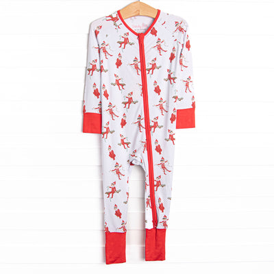 Prank Time Pal Bamboo Zippy Pajama, Red