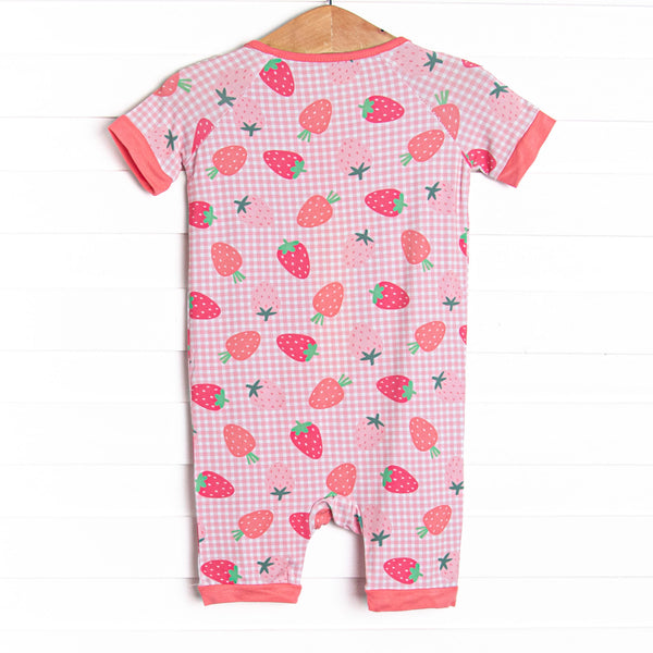Pineberry Picnic Bamboo Short Zippy Pajama, Pink