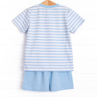 Charming Treats Applique Short Set, Blue