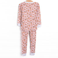 Gingerbread Village Bamboo Pajama Set, Pink