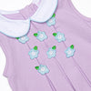 Pleats and Petals Applique Short Set, Purple