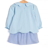 Wrapped in Roses Applique Skirt Set, Blue