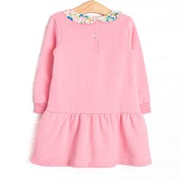 Poised Petal Bows Applique Sweatshirt Dress, Pink