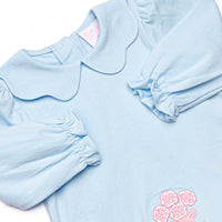 Wrapped in Roses Applique Skirt Set, Blue