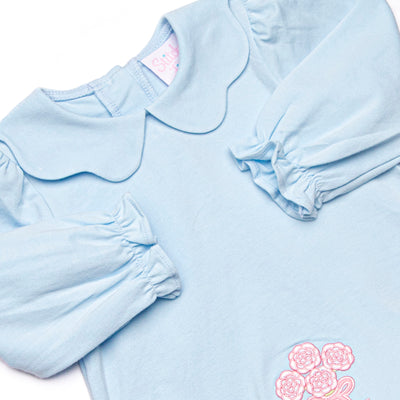 Wrapped in Roses Applique Skirt Set, Blue
