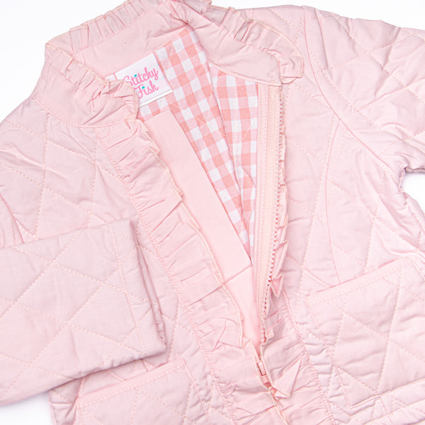 Quilted Ruffle Coat, Pink