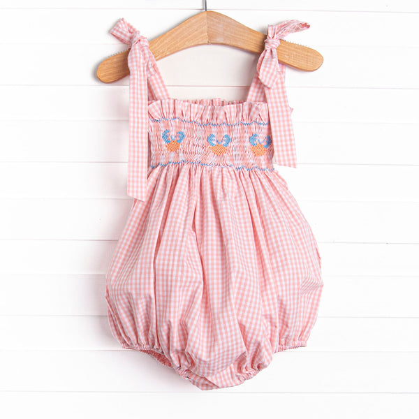 Coral Reef Crab Smocked Bubble, Pink