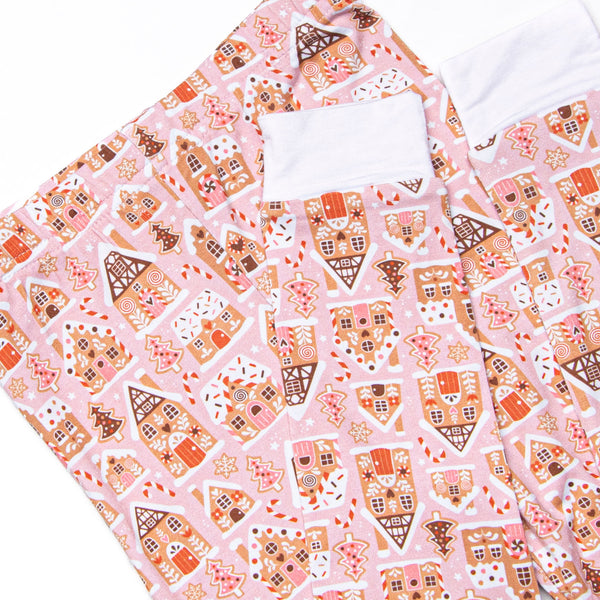 Gingerbread Village Bamboo Pajama Set, Pink