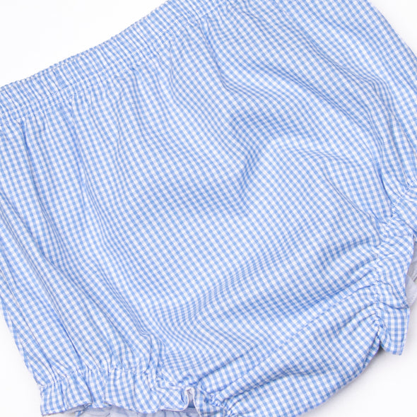 Happy Harvest Applique Diaper Set, Blue Gingham