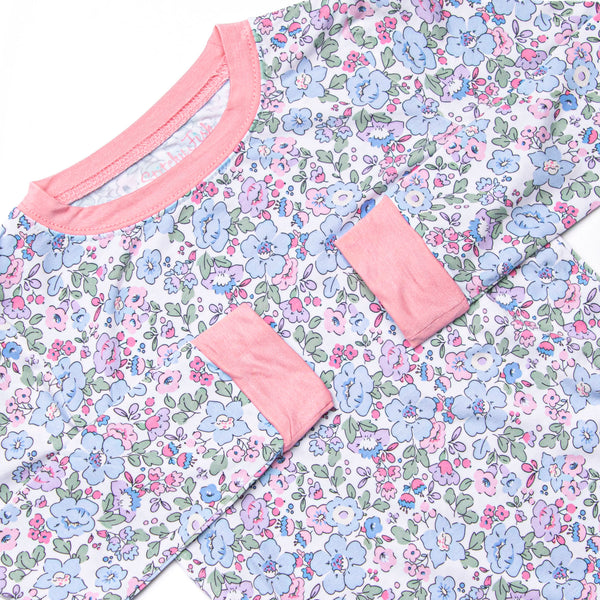 By the Bay Blooms Bamboo Pajama Set, Blue