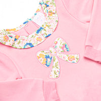 Poised Petal Bows Applique Sweatshirt Bubble, Pink