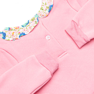 Poised Petal Bows Applique Sweatshirt Dress, Pink