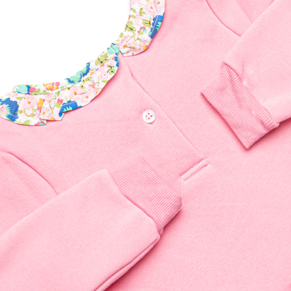 Poised Petal Bows Applique Sweatshirt Dress, Pink