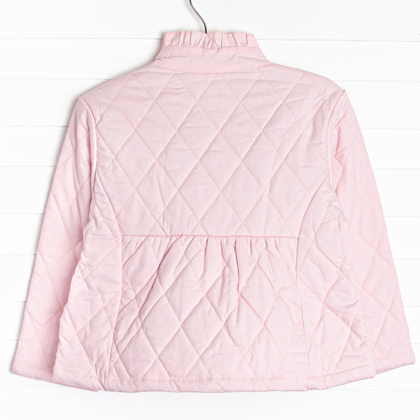 Quilted Ruffle Coat, Pink