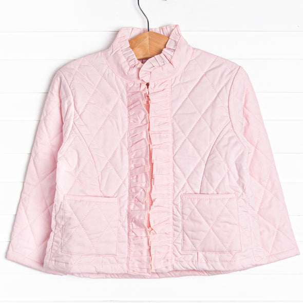 Quilted Ruffle Coat, Pink