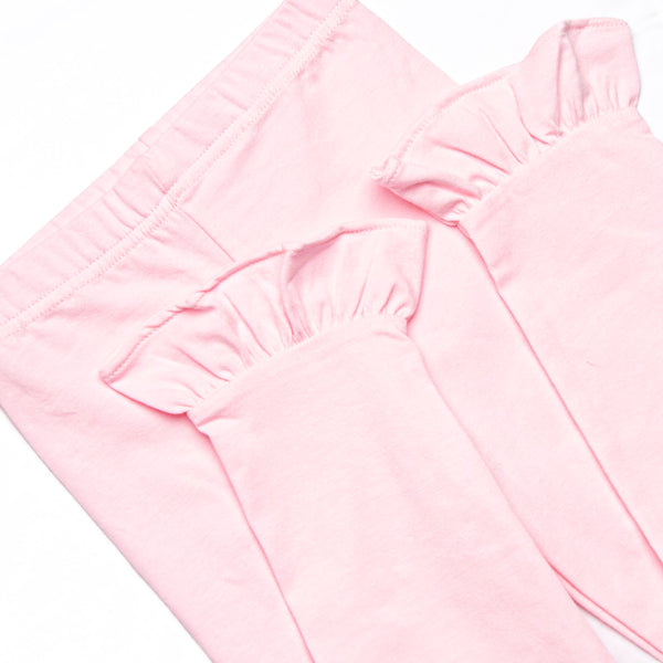 Pink Petals Applique Ruffle Legging Set, Blue
