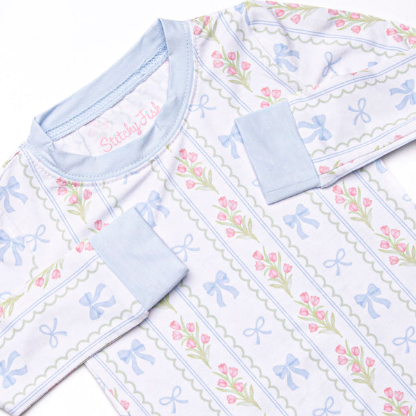Delicate Details Bamboo Pajama Set, Blue