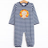 Mr. Turkey Romper, Navy Stripe