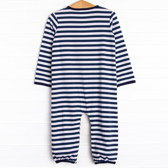 Mr. Turkey Romper, Navy Stripe