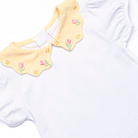Abundant Blooms Embroidered Collared Diaper Set, Yellow