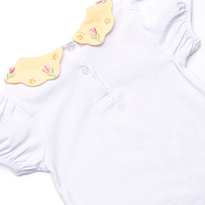Abundant Blooms Embroidered Collared Diaper Set, Yellow