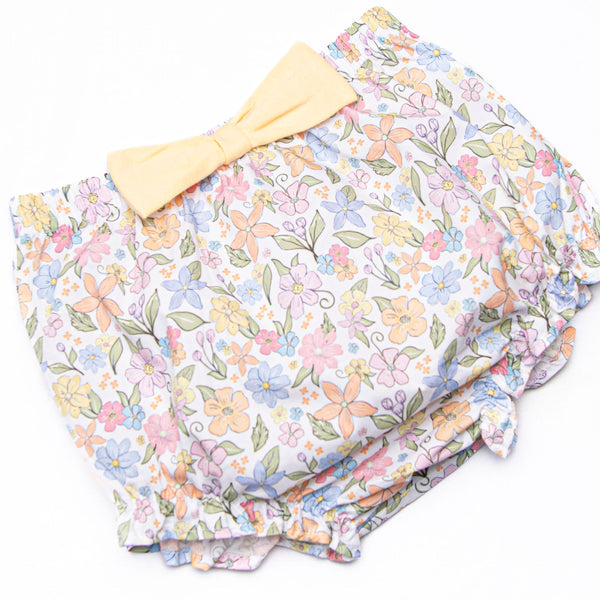 Abundant Blooms Embroidered Collared Diaper Set, Yellow