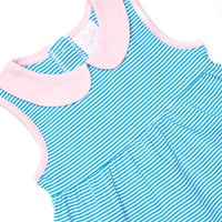 Isabella Ruffle Short Set, Light Pink and Blue Stripe