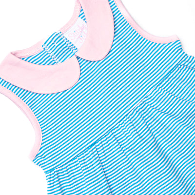Isabella Ruffle Short Set, Light Pink and Blue Stripe