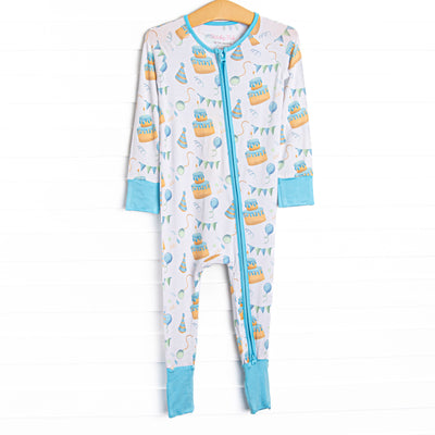 Birthday Bash Bamboo Zippy Pajama, Blue
