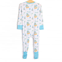 Birthday Bash Bamboo Zippy Pajama, Blue