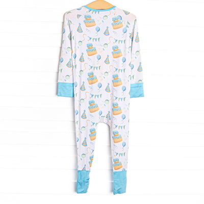 Birthday Bash Bamboo Zippy Pajama, Blue