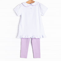 Ghostly Greeting Applique Legging Set, Purple